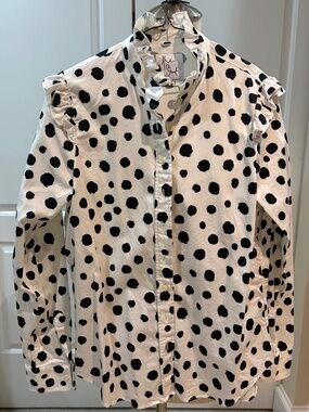 The Shirt by Rochelle Behrens Polka Dot Ruffle Blouse Women’s Medium